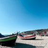 Traditional Boats in Nazaré Beach Portugal