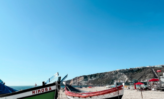 Traditional Boats in Nazaré Beach Portugal