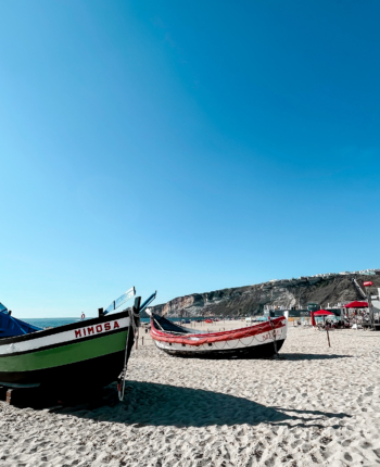 Traditional Boats in Nazaré Beach Portugal