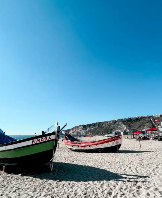 Traditional Boats in Nazaré Beach Portugal